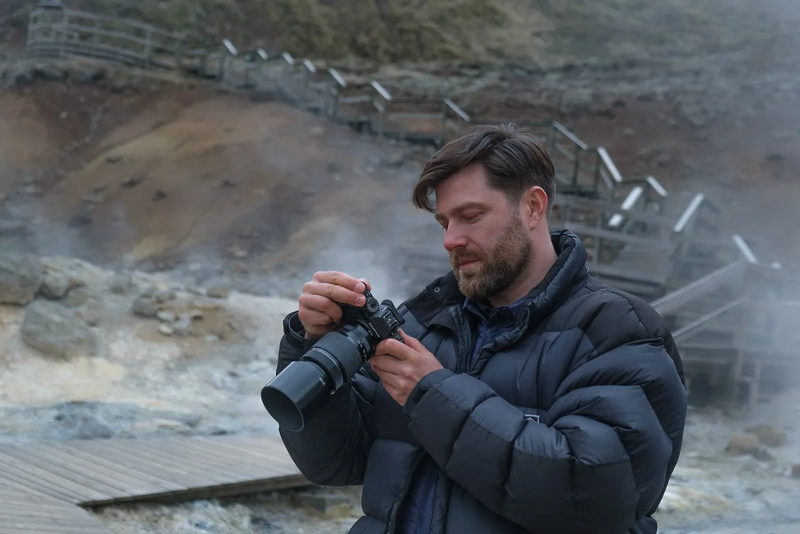 Luke, local guide and photographer, exploring Iceland's highlands